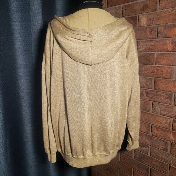 Bob Mackie Women's Gold Shimmer 1/4 Zip Hooded Sweatshirt - Size M - Picture 11 of 14